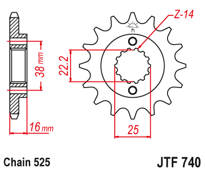 JT SPROCKETS gear wheel JTF740.15 (205015jt)